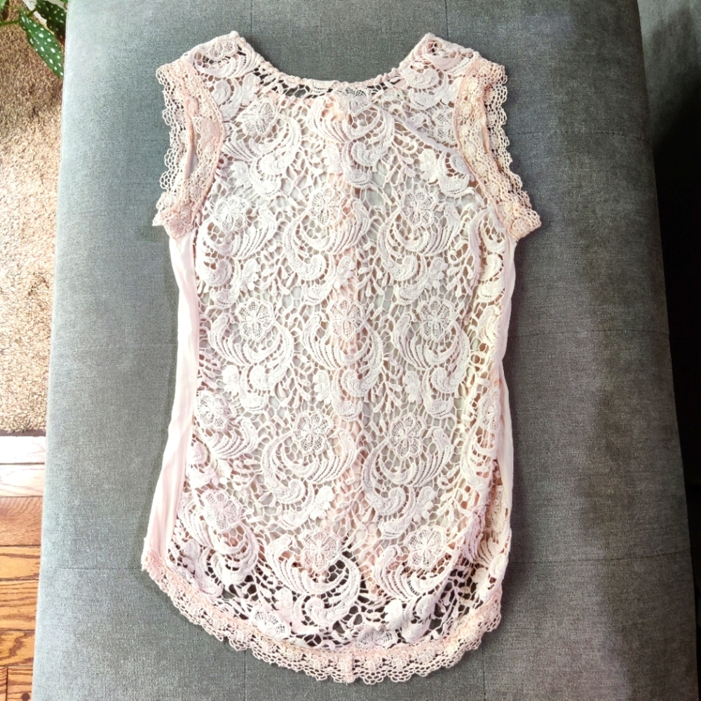 Hazel, women's size Small peach blouse, open back